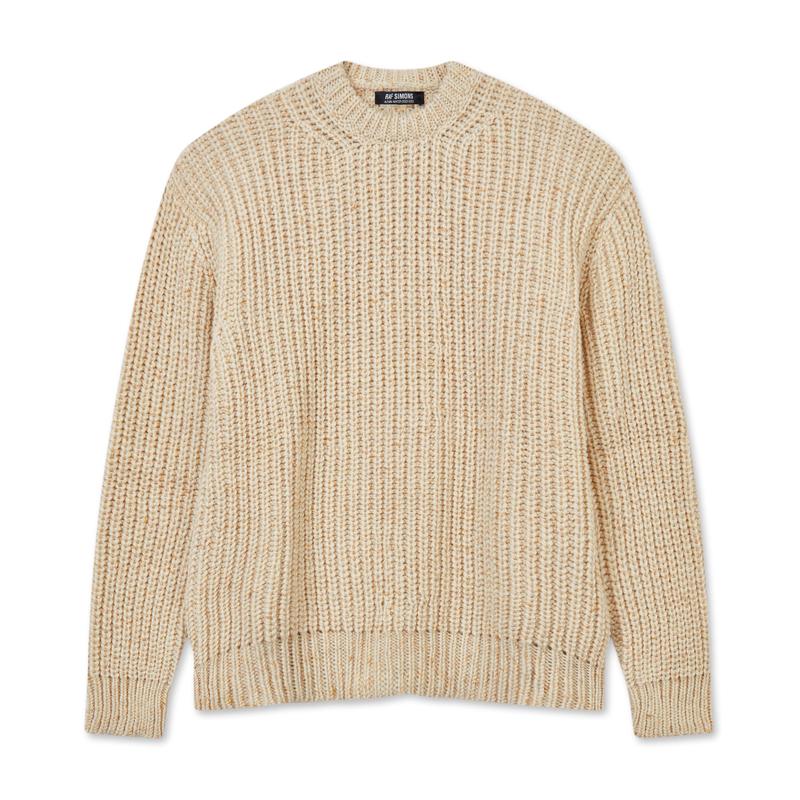 Raf Simons - Mens Bulky Pearl Ribbed Roundneck Sweater - (Ecru Yellow)
