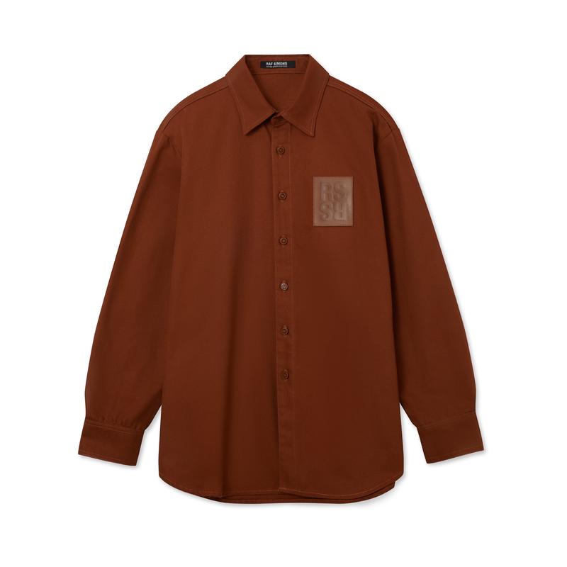 Raf Simons - Mens Straight Fit Denim Shirt With R Pin - (Dark Brown)