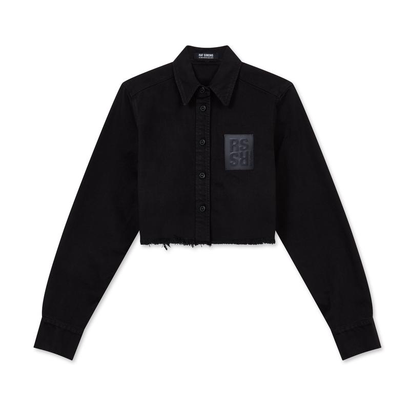 Raf Simons - Womens Cropped Denim Shirt With R Pin - (Black)