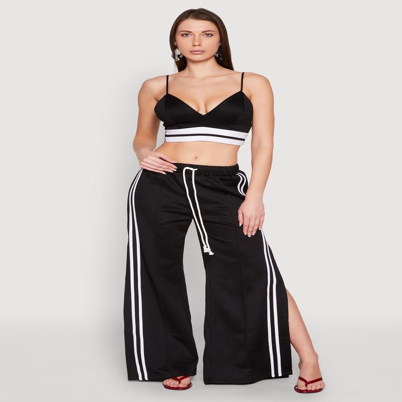Pintuck Varsity Stripe Drawstring Pants