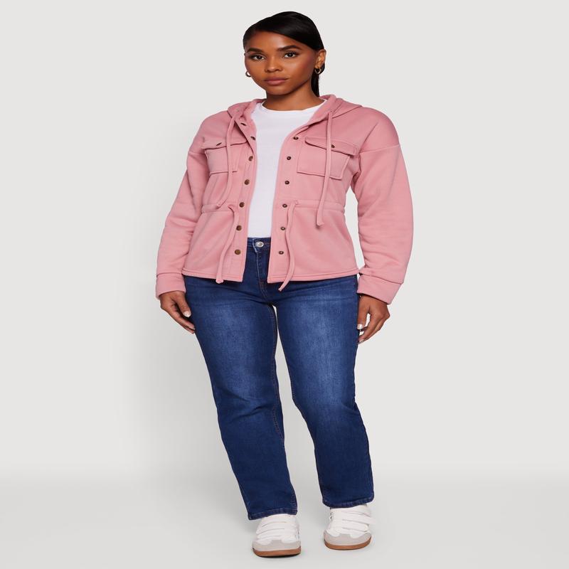 Sherpa Lined Snap Button Front Anorak Jacket