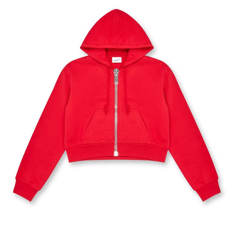 Vaquera - Womens Cropped Zip Hoodie - (Red)