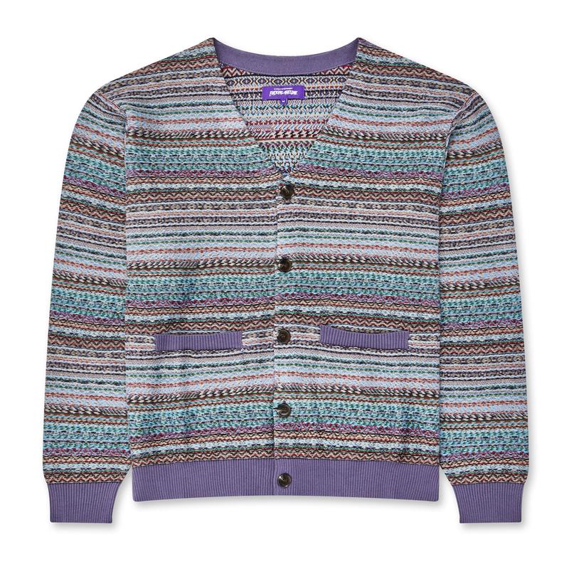 Fucking Awesome - Dill Painting Intarsia Cardigan - (Purple)