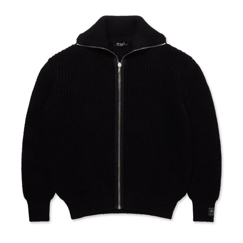 Raf Simons - Mens Bulky Knit Turtleneck Cardigan - (Black)