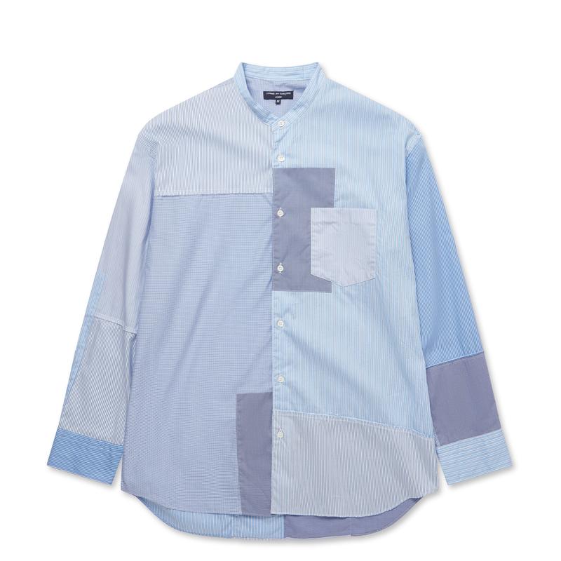 CDG Homme - Patchwork Mandarin Collar Shirt - (Blue Mix)