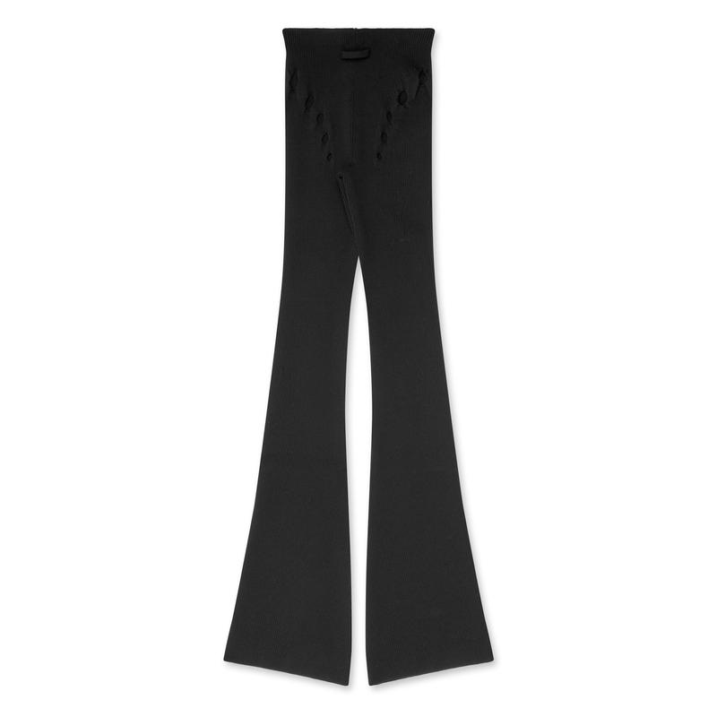 Jean Paul Gaultier - Womens Flare Trousers With Perforated Details - (Black)