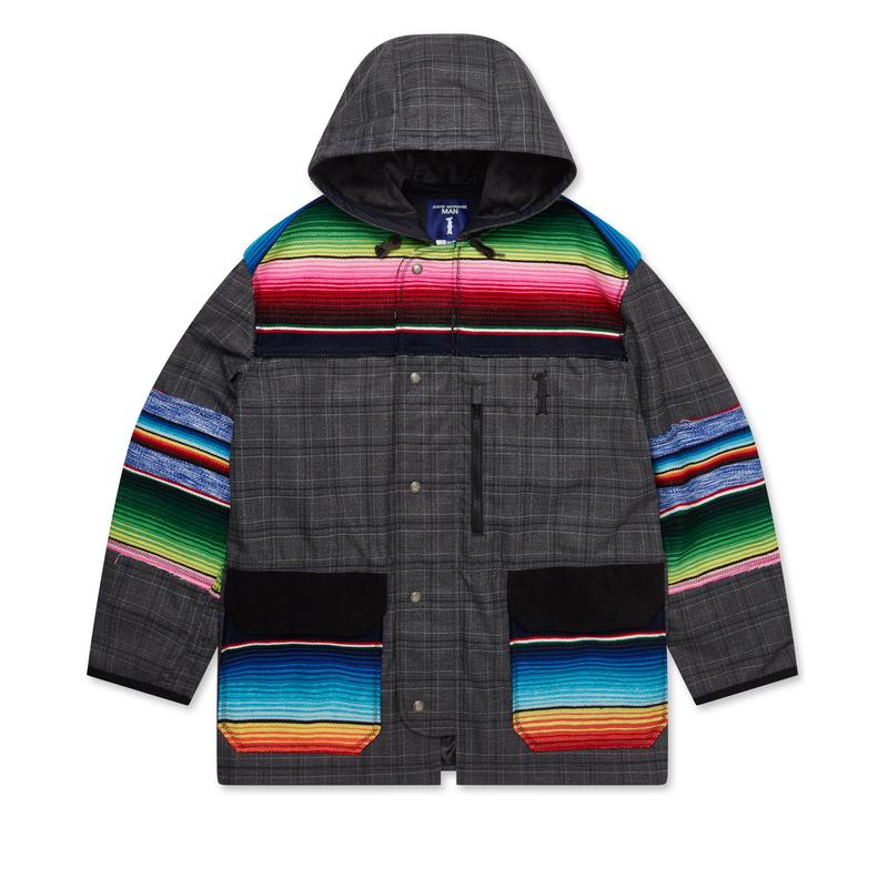 Junya Watanabe MAN - Wool Polyester Serape Hooded Jacket - (Grey)