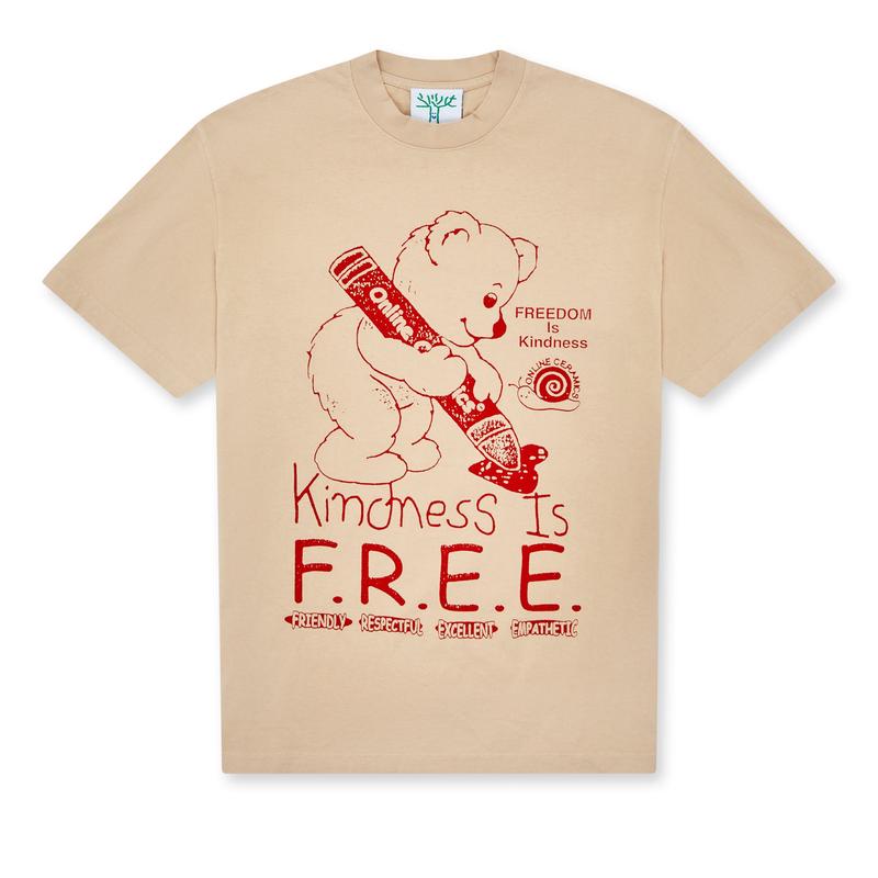 Online Ceramics - Kindness Is Free T-Shirt - (Tan)