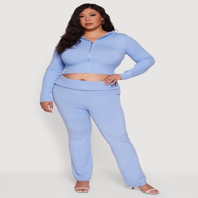Plus Size Metallic Buckle Detail High Waisted Pants
