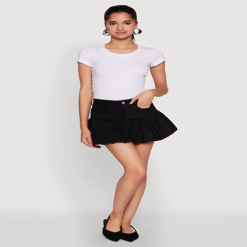 Twill Mini Bubble Skirt