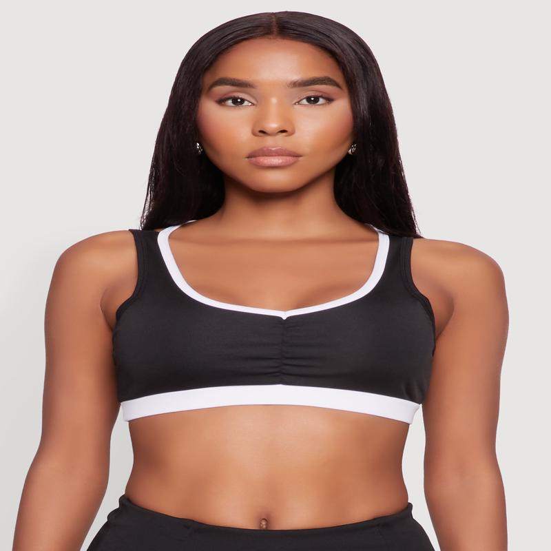 Contrast Trim Caged Back Sports Bra