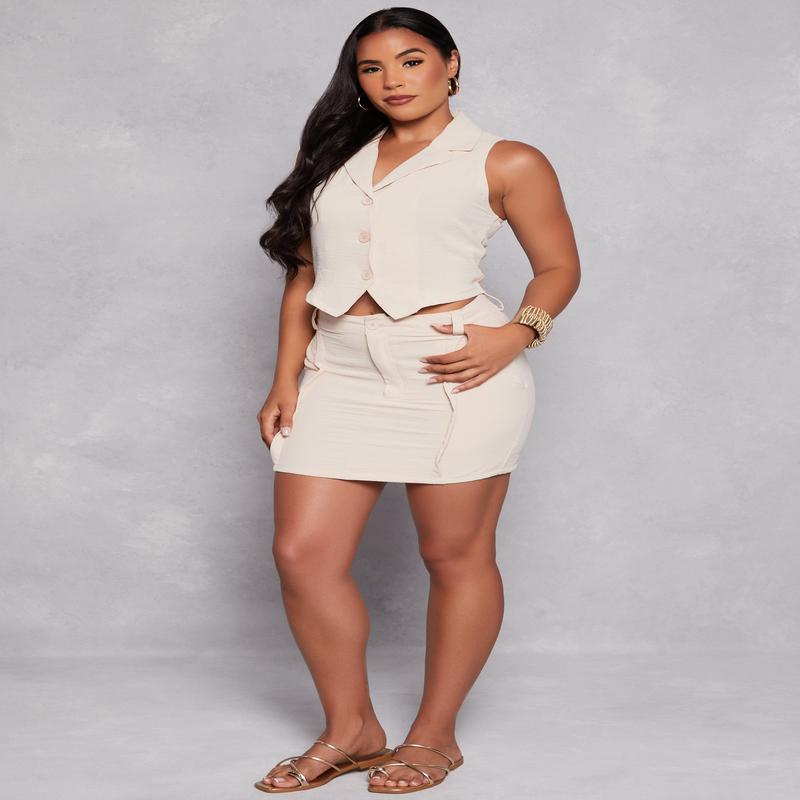 Crepe Knit High Waist Mini Skirt