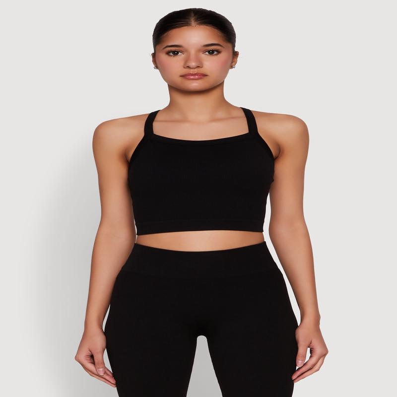 Criss Cross Caged Back Cropped Cami