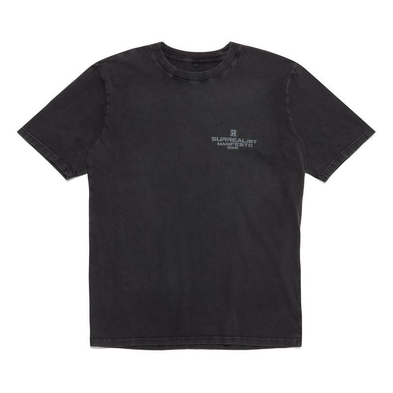 Deathmask - Mens Surrealist Manifesto Print Tee - (Black Stone Wash)