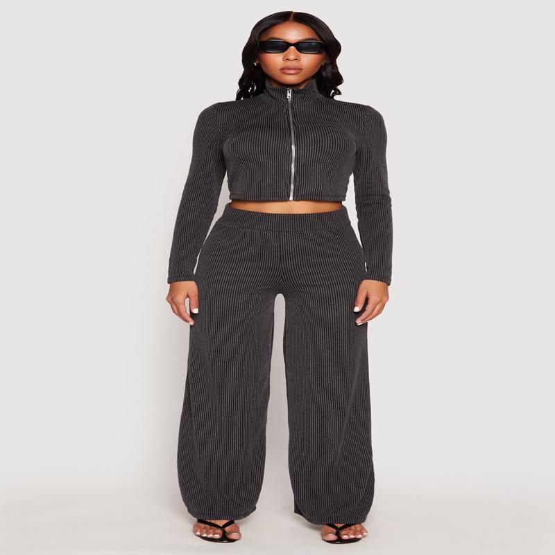 Iris Ribbed Knit Wide Leg Pants