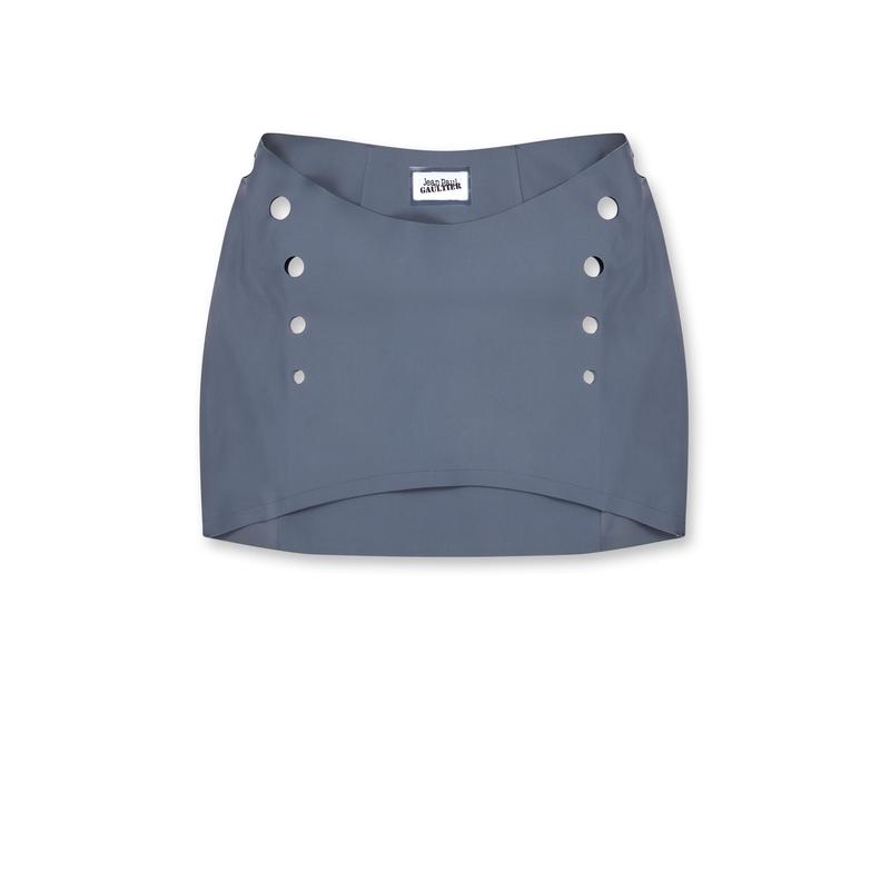 Jean Paul Gaultier - Womens Mini Skirt With Perforated Details - (Dark Grey)