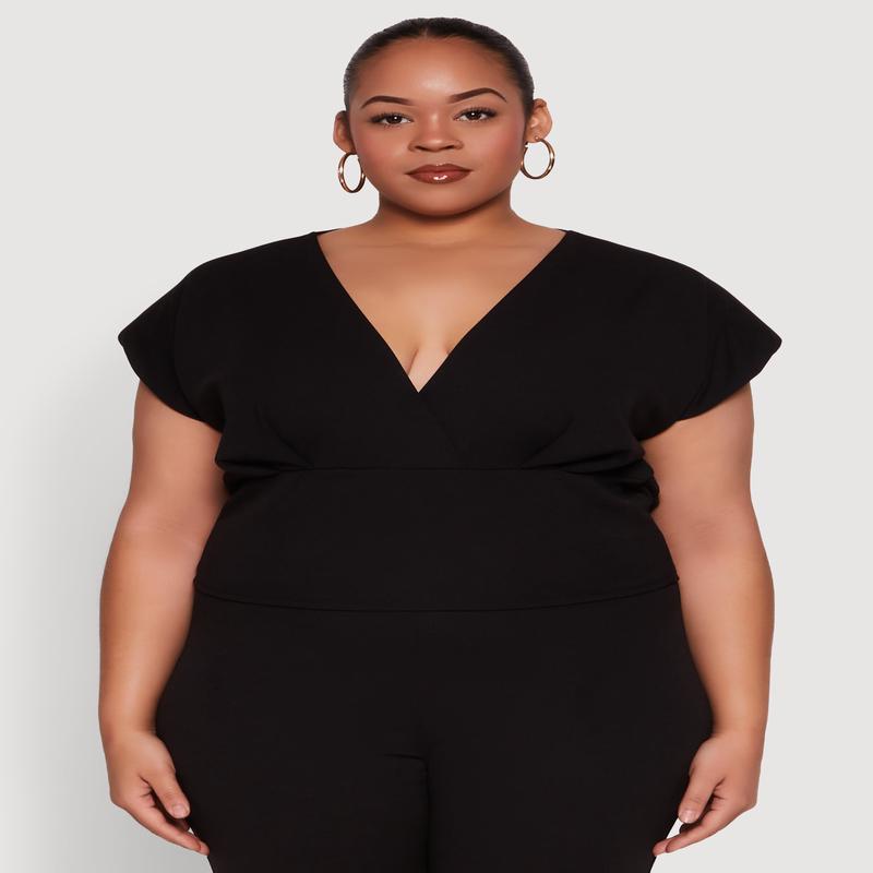 Plus Size Faux Wrap Top
