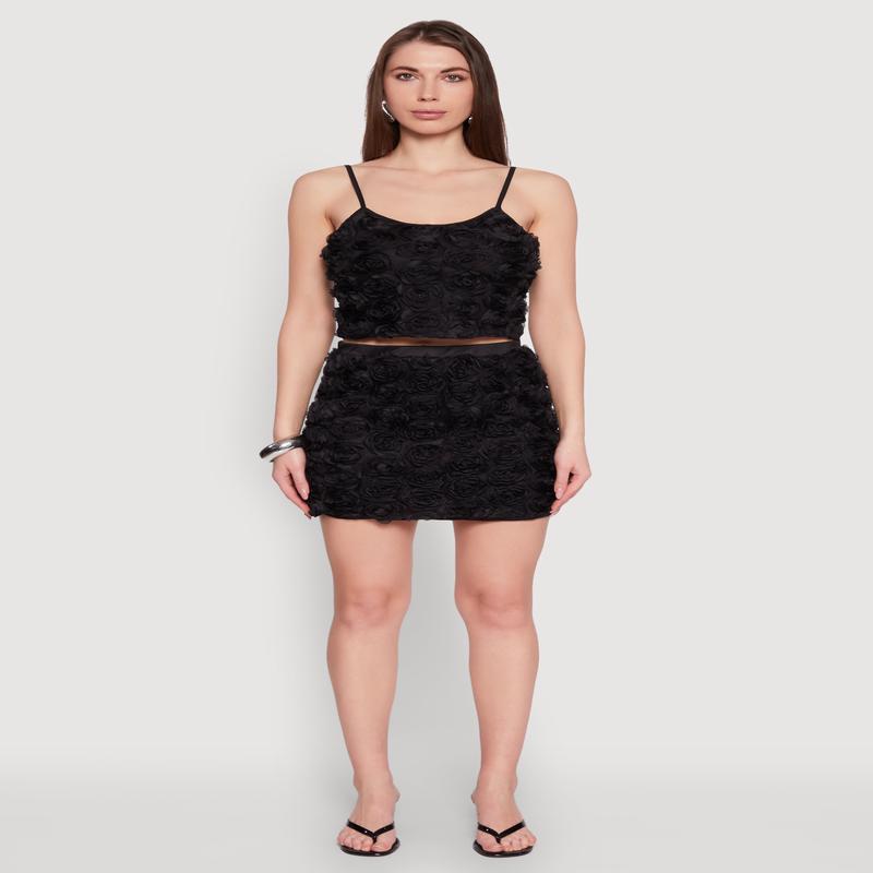 Rose Applique Mini Skirt