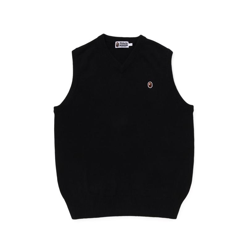 A BATHING APE - Ape Head One Point Knit Vest - (Black)