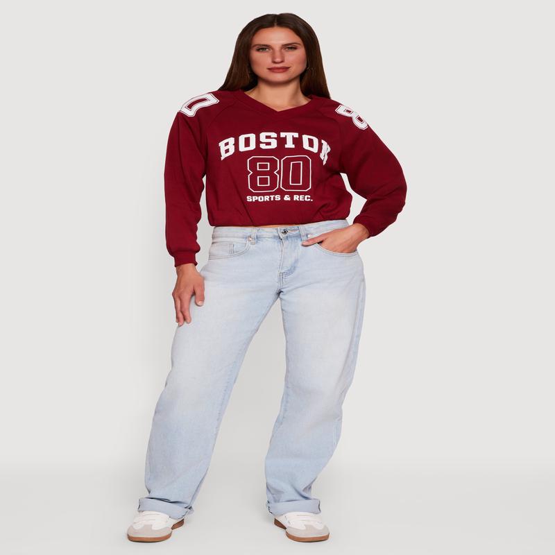 Almost Famous Elastic Hem Cropped Graphic Sweatshirt