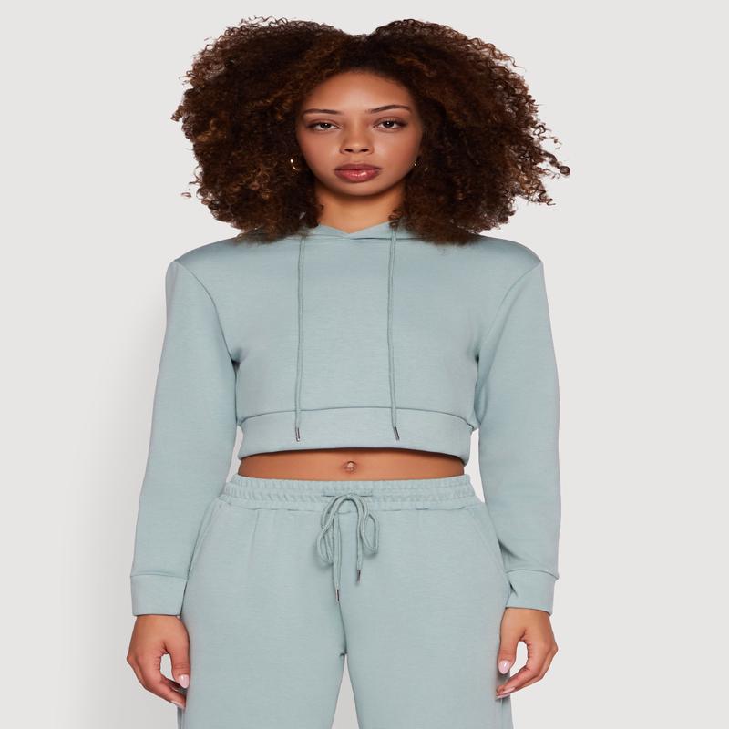 Cropped Long Sleeve Pullover Hoodie