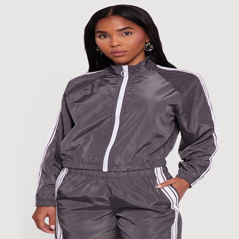 Almost Famous Mock Neck Zip Front Track Jacket