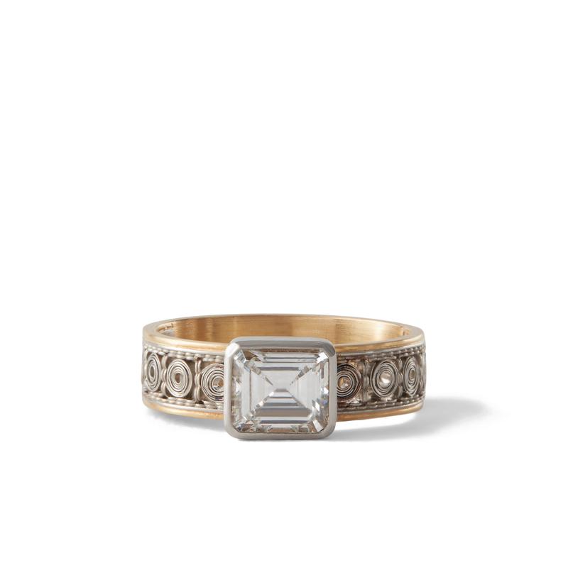 Nikolle Radi - Womens Emerald Cut Diamond Ring - (Gold/Platinum)