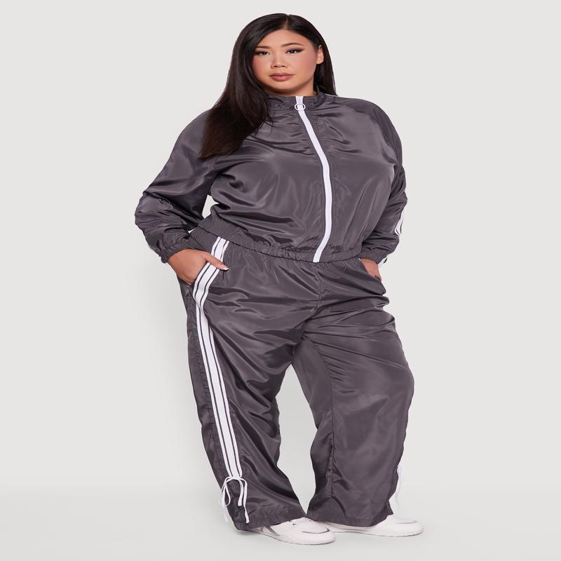 Plus Size Almost Famous Bow Side Stripe Track Pants