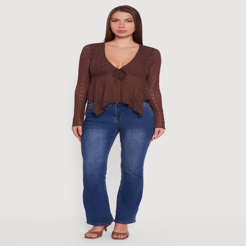 Almost Famous Floral Lace Handkerchief Hem Blouse