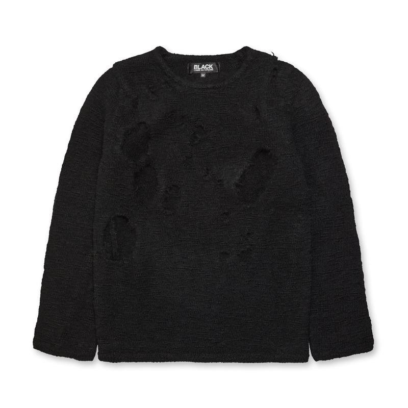 BLACK Comme des Garons  - Distressed Crewneck Sweater - (Black)