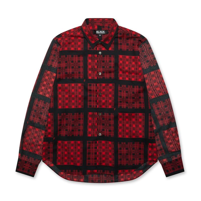BLACK Comme des Garons - Reverse Sleeve Patterned Shirt - (Red/Black)