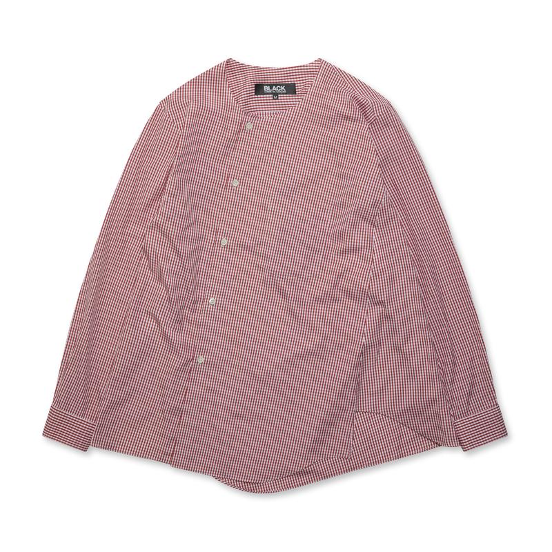 BLACK Comme des Garons - Twisted Placket Collarless Shirt - (Red/White)