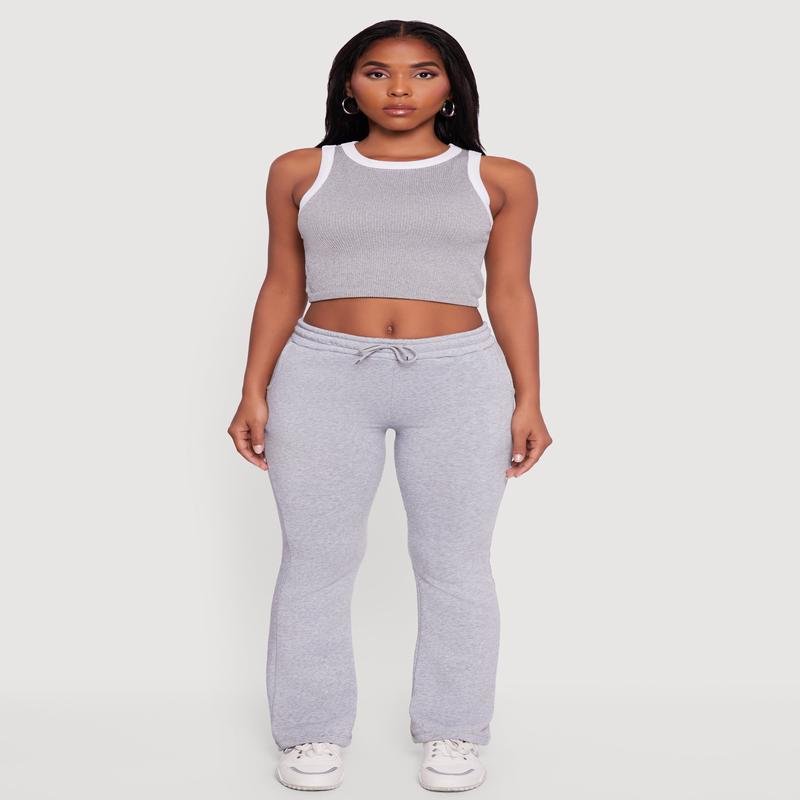 Drawstring Waist Slim Bootcut Sweatpants