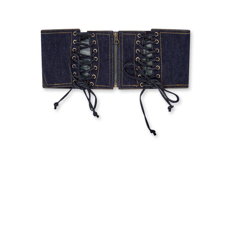 Jean Paul Gaultier - Womens Laced Denim Waist Corset - (Indigo)