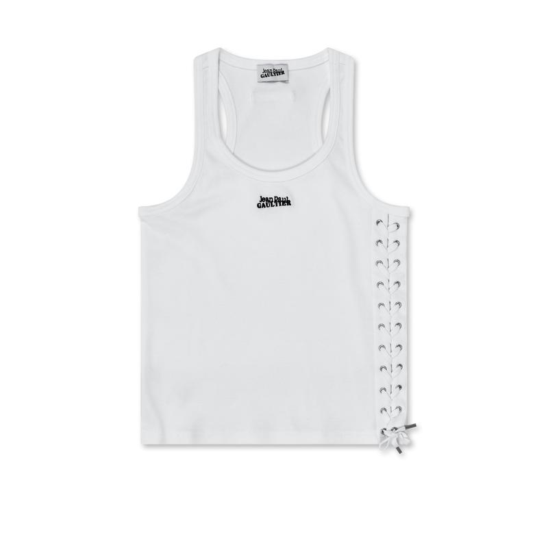 Jean Paul Gaultier - Womens Tanktop With Laced Side Detail - (White)