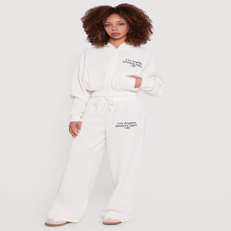 Los Angeles Graphic Drawstring Waist Wide Leg Sweatpants