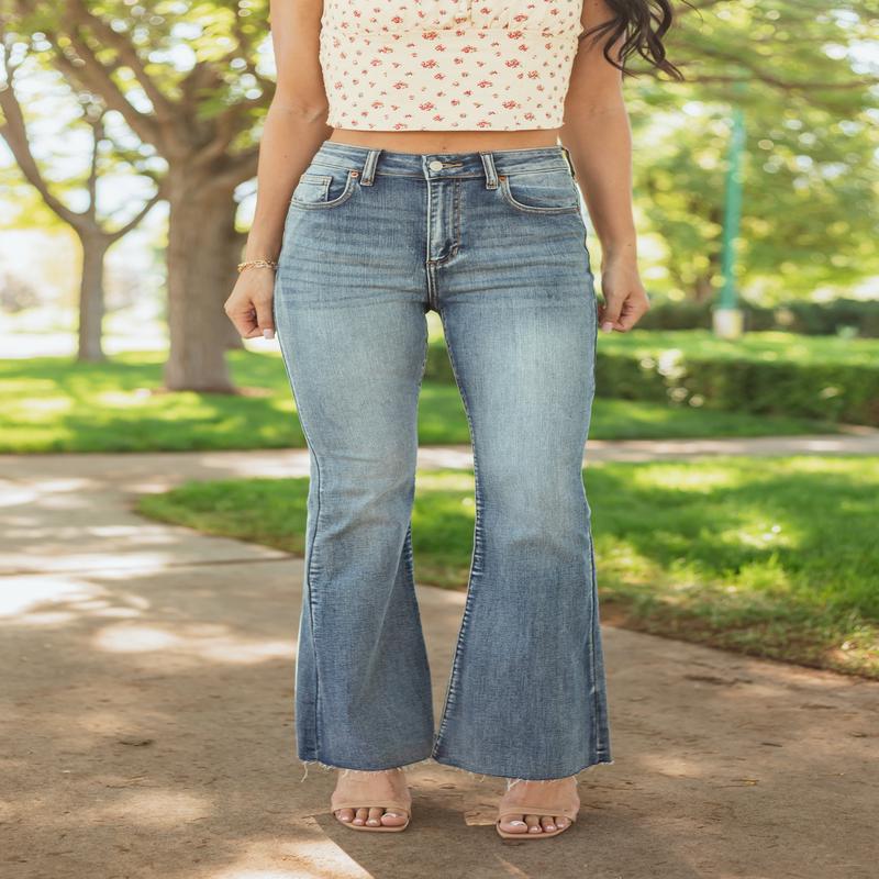 Sneak Peek Medium Wash Stretchy Flare Jeans