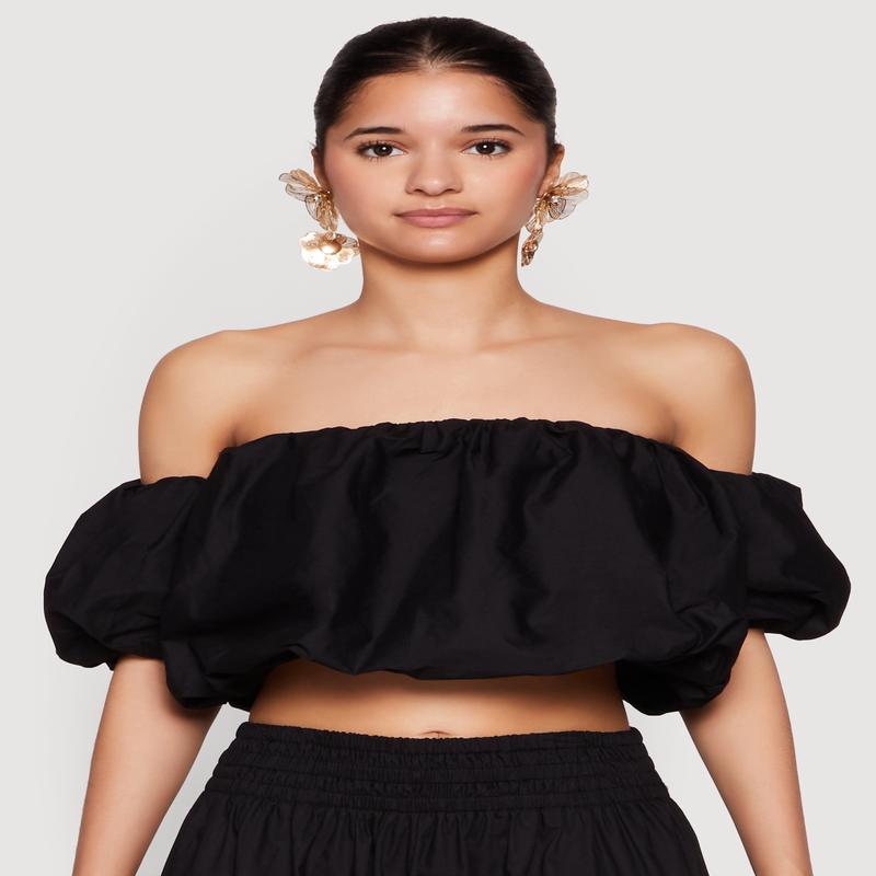 Haute Monde Off The Shoulder Puff Sleeve Top