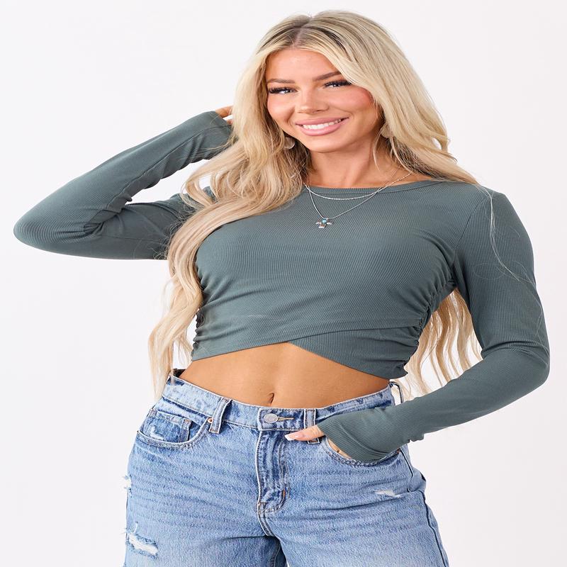 Juniper Long Sleeve Tulip Hem Ribbed Knit Top