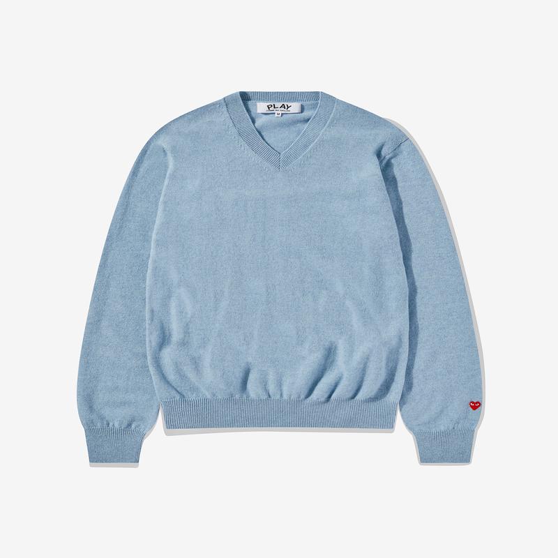 Play - Mens Lambswool V Neck Sweater - (Blue)