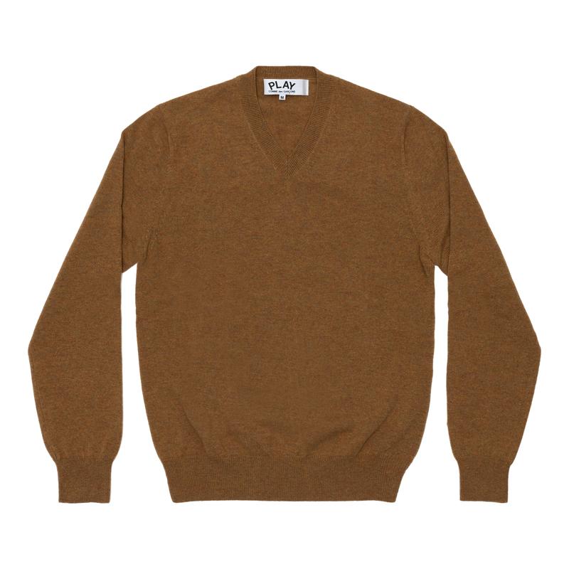 Play - Mens Lambswool V Neck Sweater - (Brown)