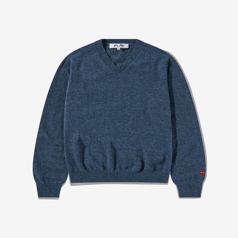 Play - Mens Lambswool V Neck Sweater - (Navy)