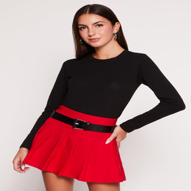 Solid Crew Neck Long Sleeve Tee