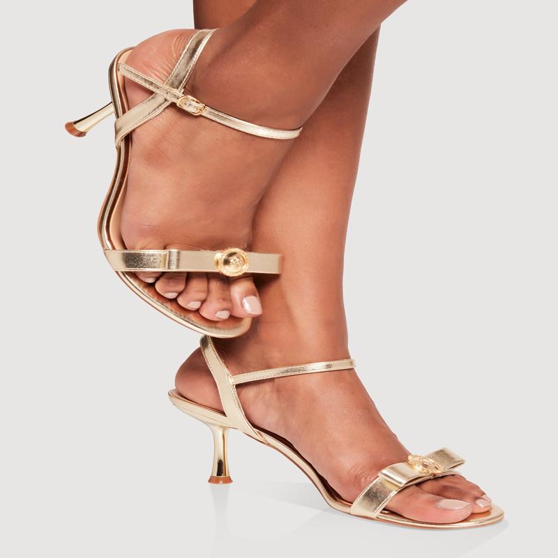 Lion Pendant Band Ankle Strap Heel Sandals