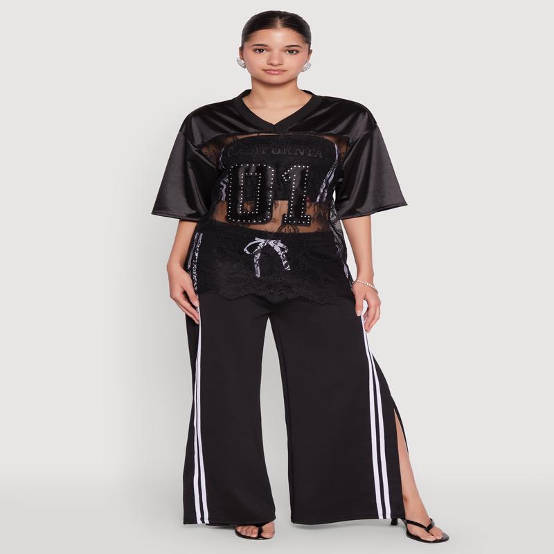 Satin Detail California Graphic Top