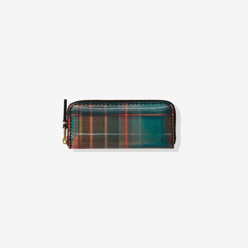 CDG Wallet - Lenticular Tartan Rectangular Zip Around Wallet - (Red/Green)