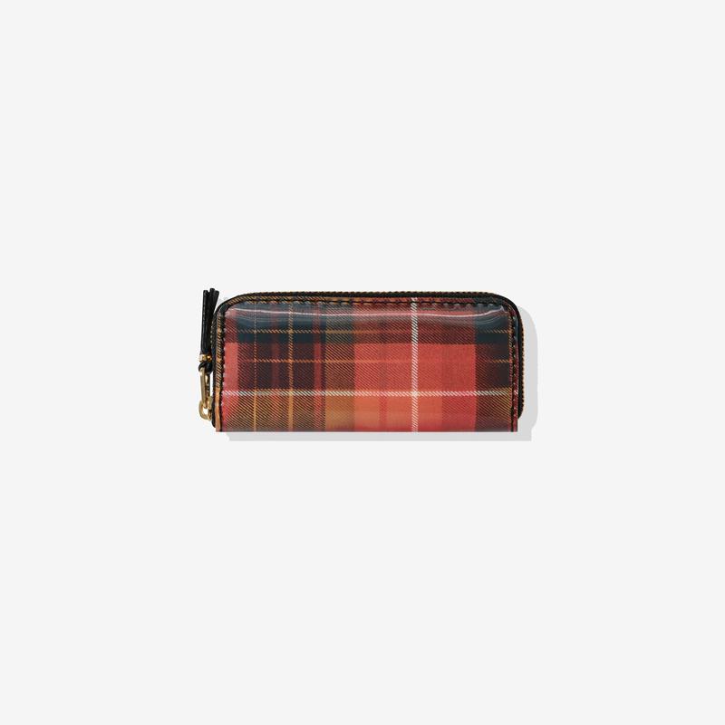 CDG Wallet - Lenticular Tartan Rectangular Zip Around Wallet - (Red/Yellow)