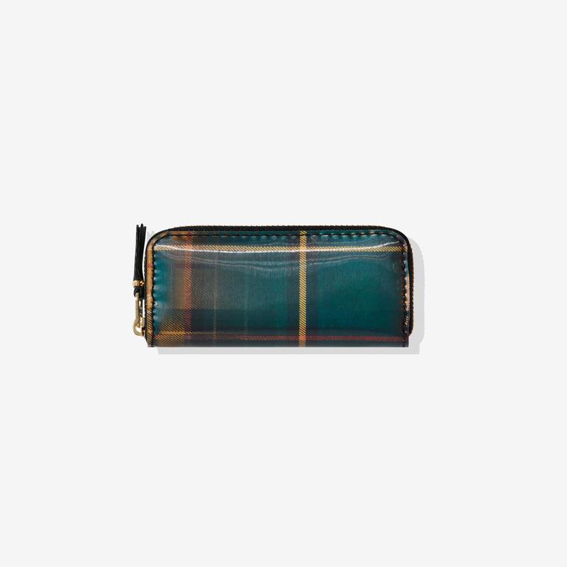 CDG Wallet - Lenticular Tartan Rectangular Zip Around Wallet - (Yellow/Green)