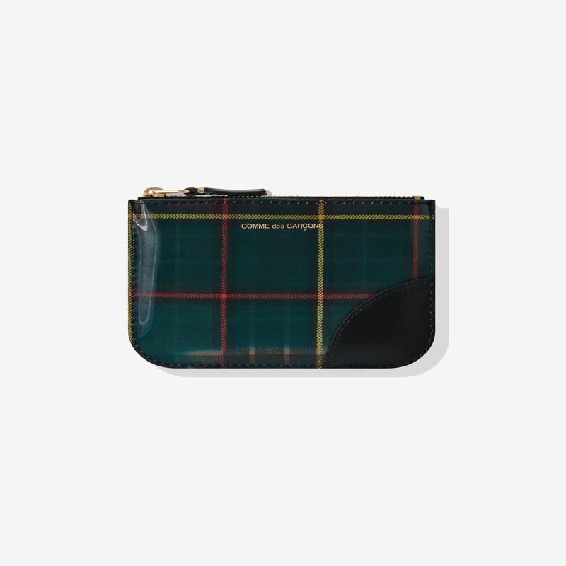CDG Wallet - Lenticular Tartan Zip Pouch - (Red/Green)
