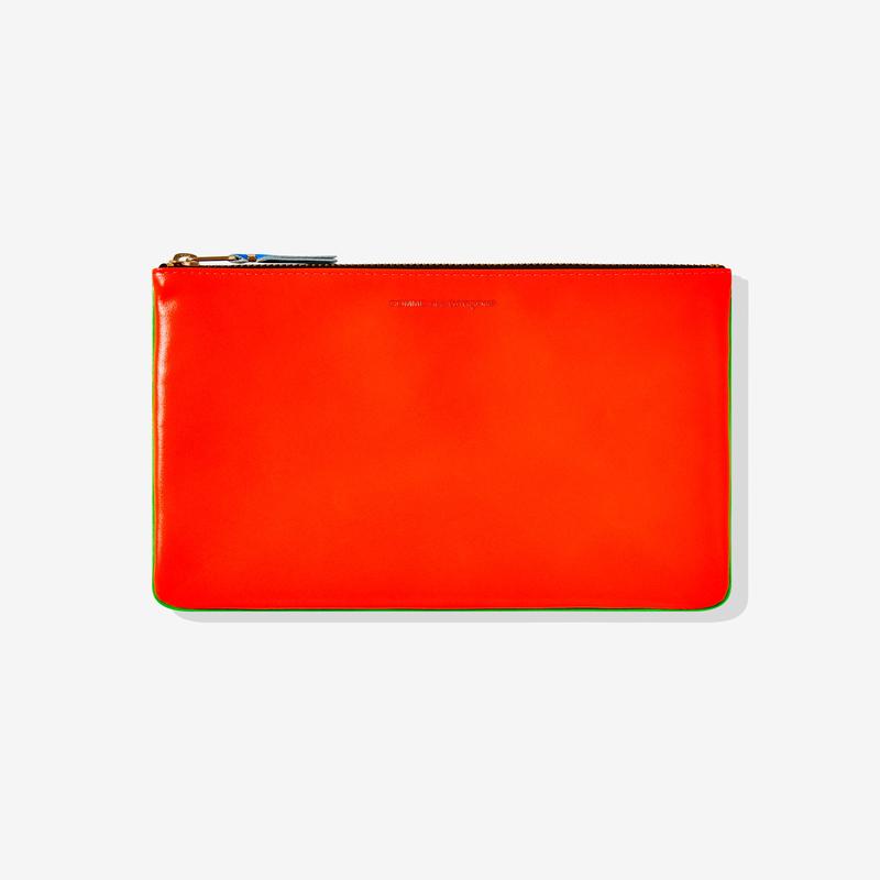 CDG Wallet - Super Fluo Zip Pouch - (Green/Orange SA5100SF)